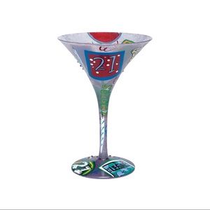 Lolita hand painted “21” martini glass